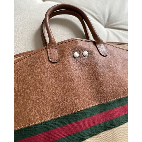 Vintage Gucci Garment Travel Bag W Hanger Brown - Picture 8 of 12